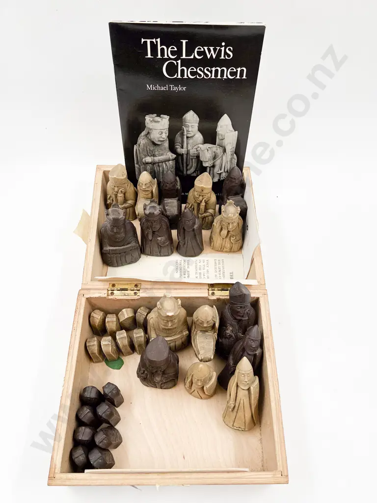 The Lewis Chessman Repro Chess Set together with Related Pamphlet Image 1++