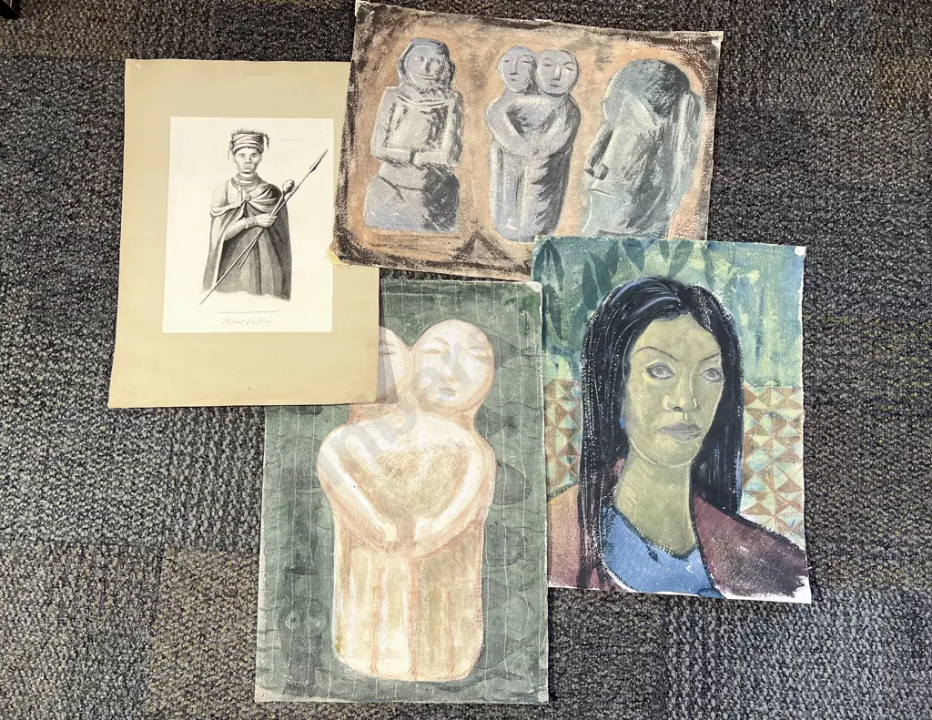 Three Assorted Loose Artworks together with Book Plate Image 1++