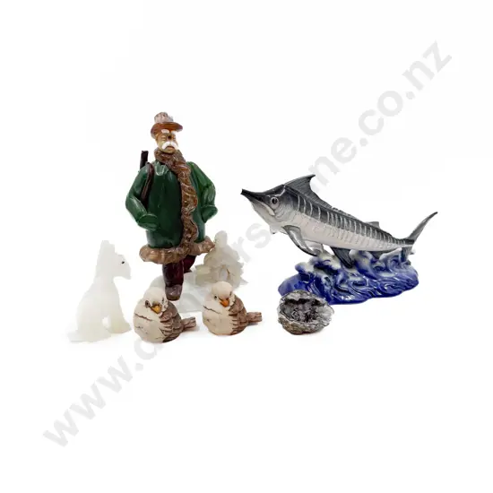 Quantity of Assorted Animal Ornaments etc inc Three Large German Shallow Plates