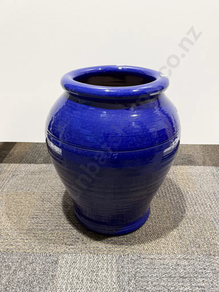 Morris & James Blue Glazed Terracotta Garden Pot Image 1++