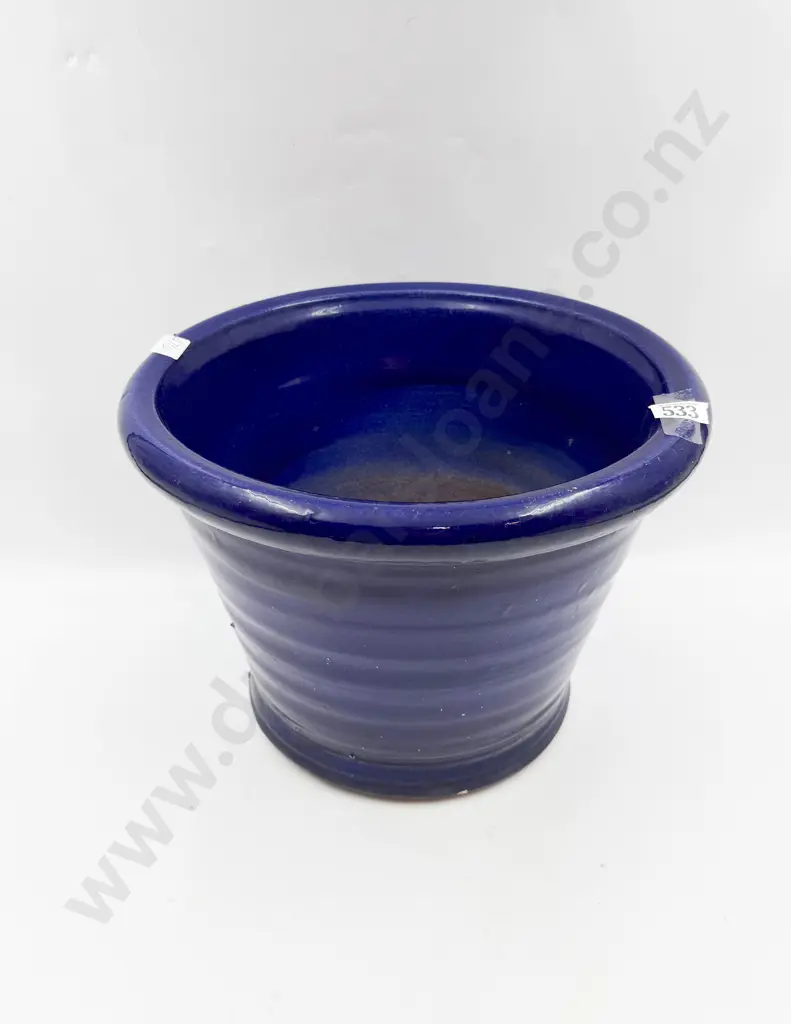 Morris & James Blue Glazed Terracotta Garden Pot Image 1++