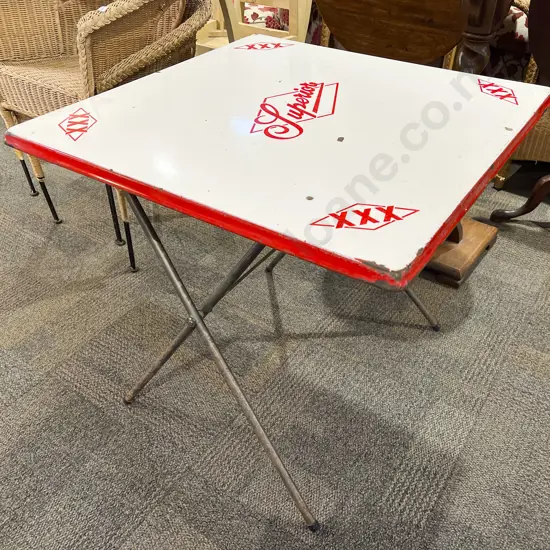 Vintage Advertising Heavy Enamel 'Superior Beer' Mexican Cafe Table