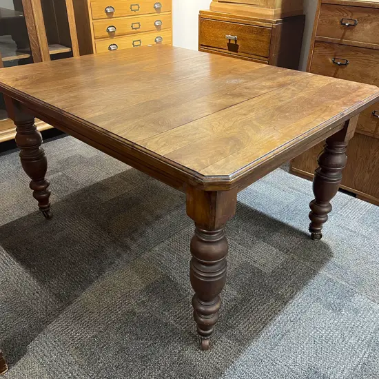 Mahogany Extension Dining Table with Five Assorted Oak Chairs