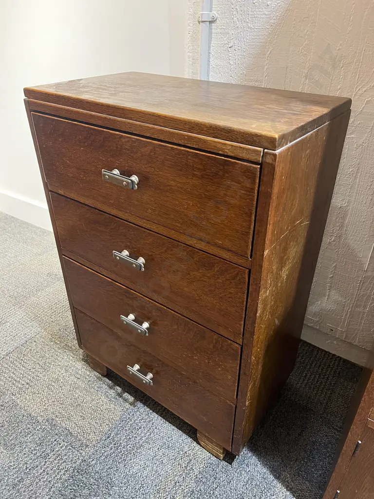 Low Oak Four Drawer Chest Image 1++