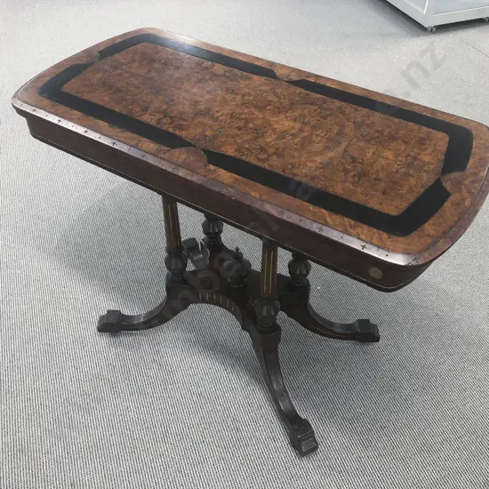 Antique Burr Walnut Foldover Swivel Card Table