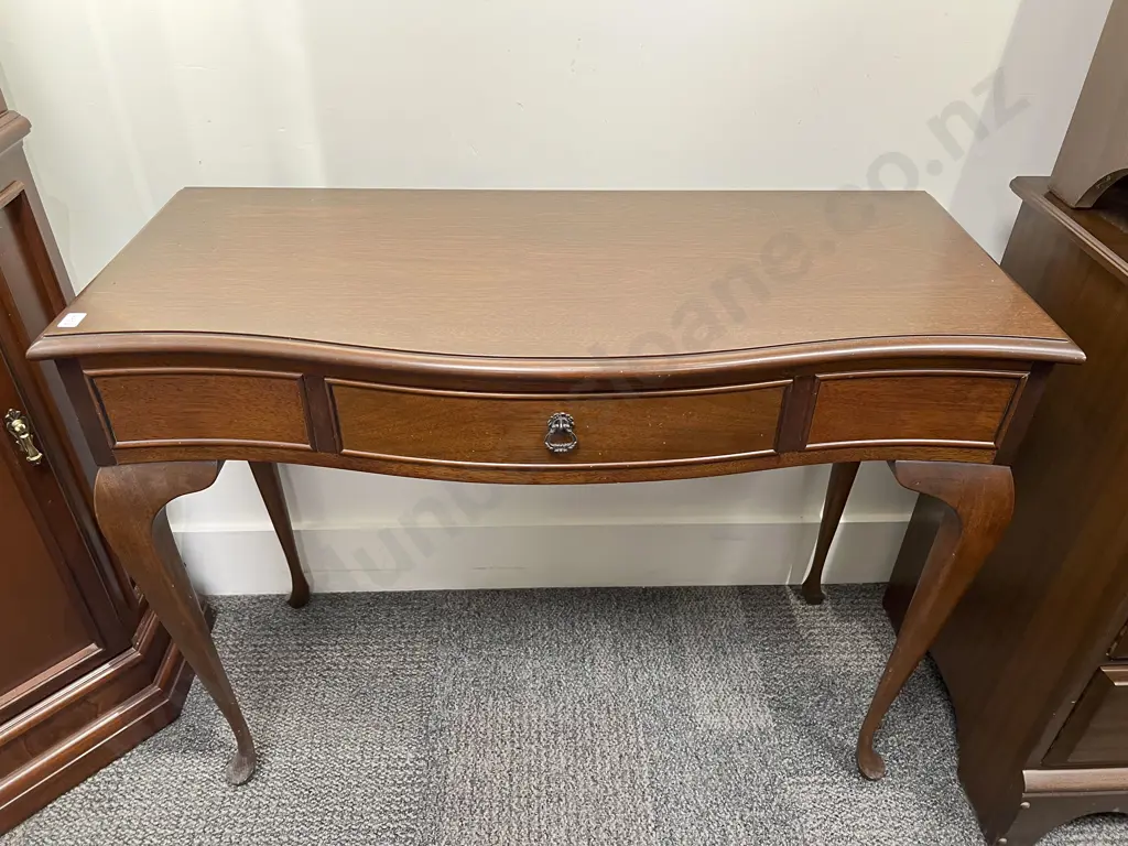 Mahogany Serpentine Front Single Drawer Hall Table Image 1++