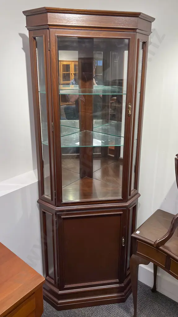 Mahogany Glazed Top Corner Cabinet Image 1++