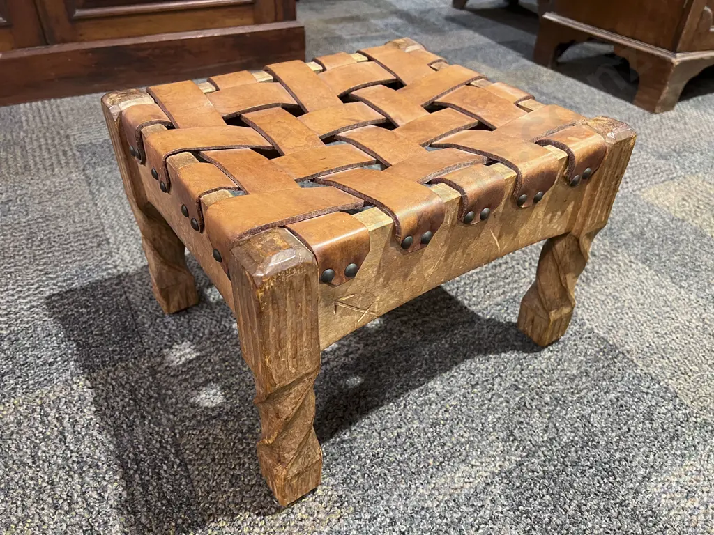 Chapman Taylor Leather Strap Top Footstool Image 1++
