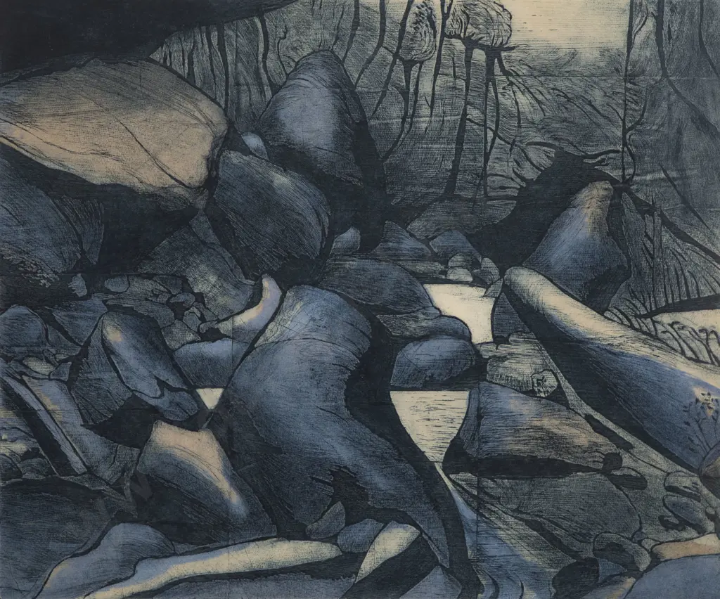 Stanley Palmer (b 1936) - The Rain Starts Gently Karamatura Image 1++