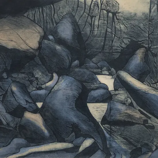 Stanley Palmer (b 1936) - The Rain Starts Gently Karamatura