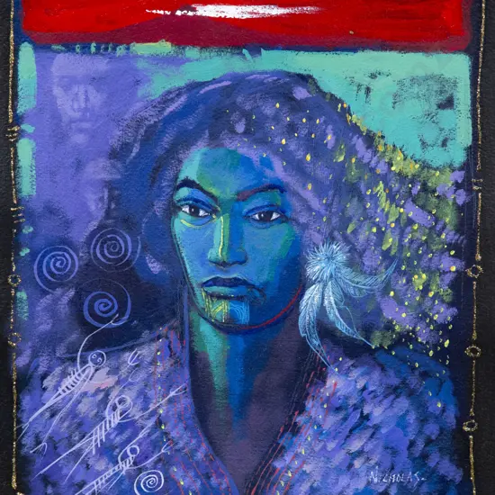 Darcy Nicholas (b 1945) - Lady in Blue