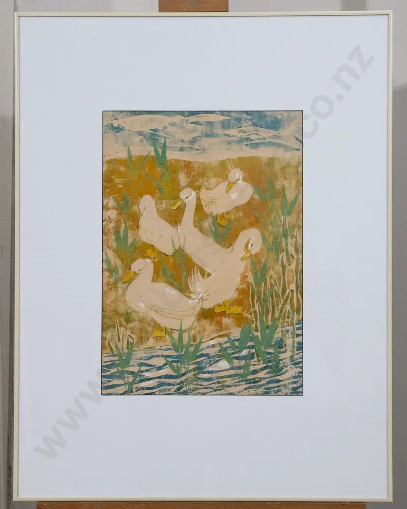 Hilda Walker (1911 - 2002) - Ducks by Pond Image 1++