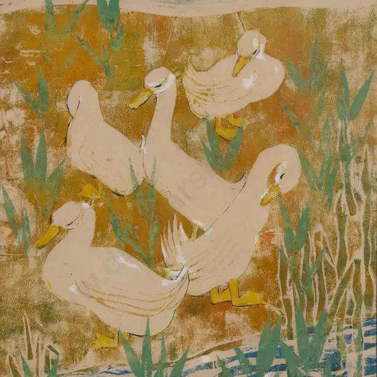 Hilda Walker (1911 - 2002) - Ducks by Pond