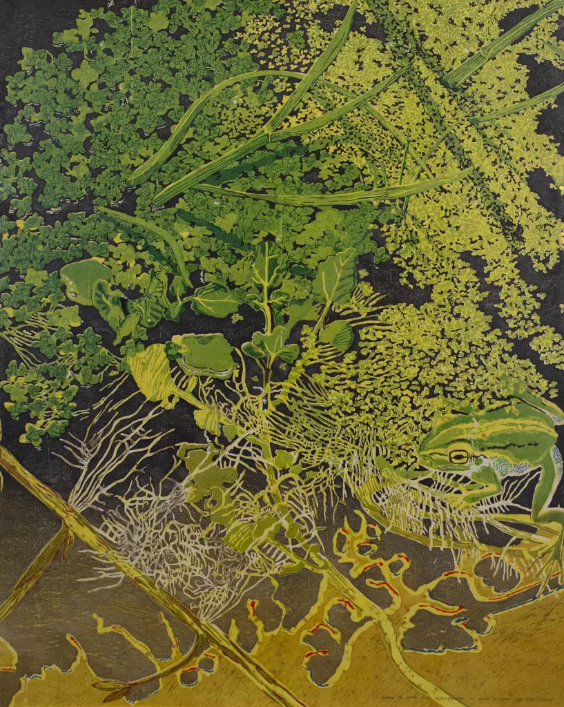 Geneva Trelle (American 1937 - 2016) - Where the Water Bends to Accomodate the Stems of Grasses Image 1++