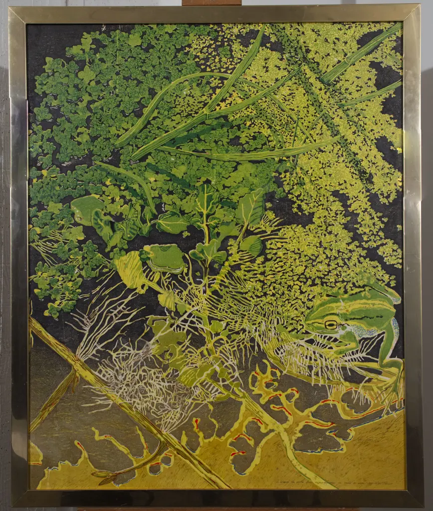 Geneva Trelle (American 1937 - 2016) - Where the Water Bends to Accomodate the Stems of Grasses Image 1++