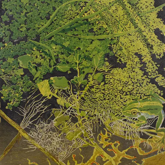 Geneva Trelle (American 1937 - 2016) - Where the Water Bends to Accomodate the Stems of Grasses