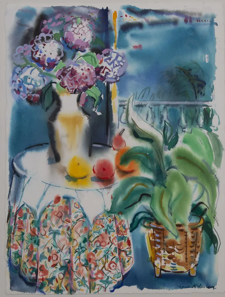 Shona McFarlane (1929 - 2001) - Ayrdrangeas & Harbour Image 1++