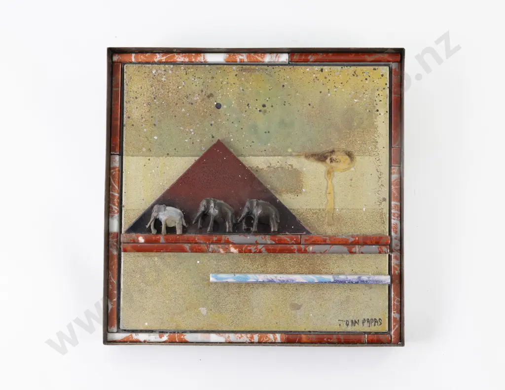 John Papas "Heading South" Metal Framed Hanging Ceramic Tile Image 1++