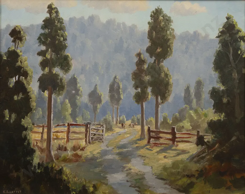 E B Lattey (1899 - 1986) - In Cook River Valley Image 1++