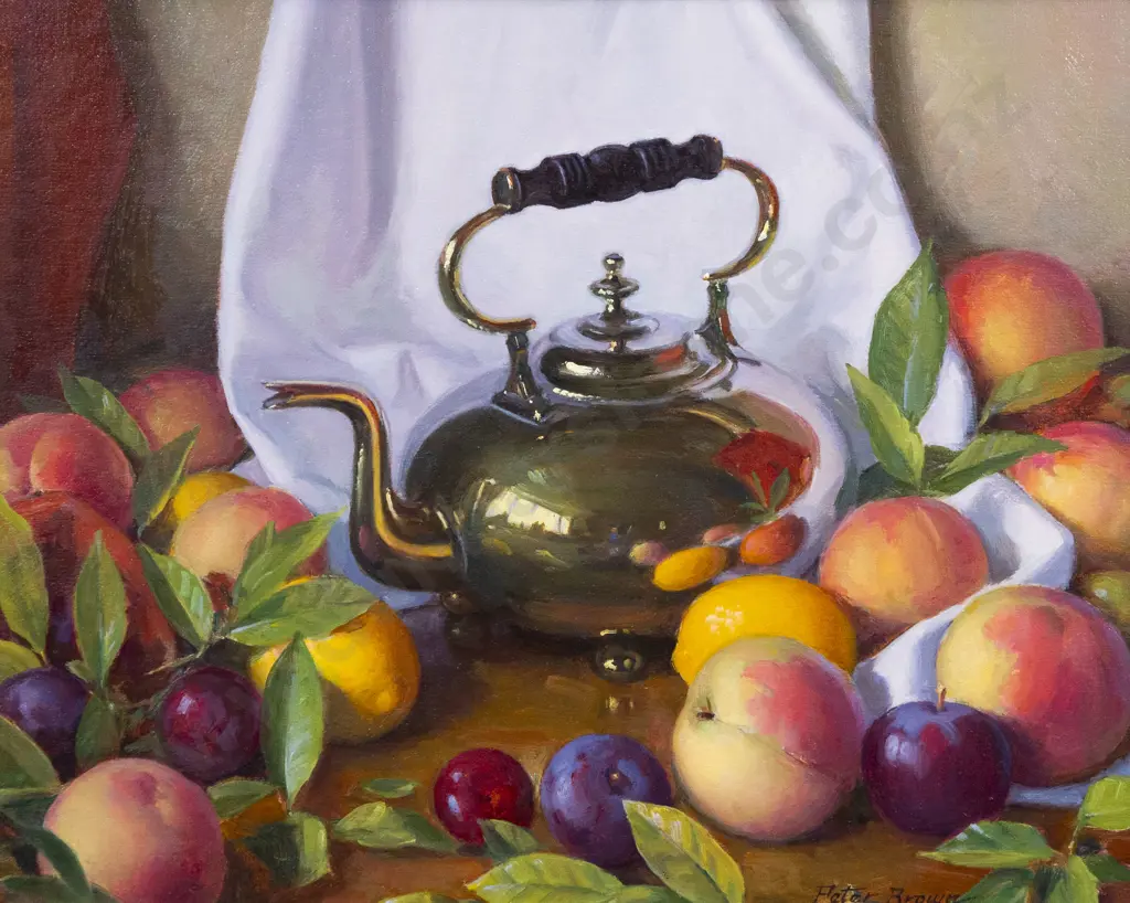 Peter Brown (1921 - 2005) - Still Life with Peaches Image 1++