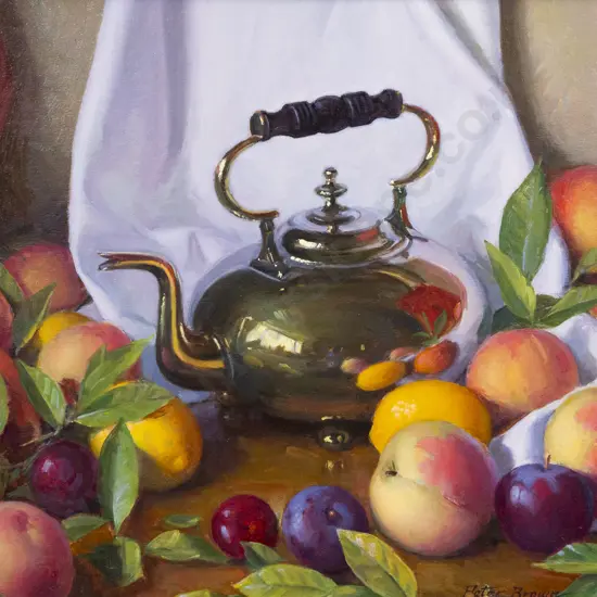 Peter Brown (1921 - 2005) - Still Life with Peaches
