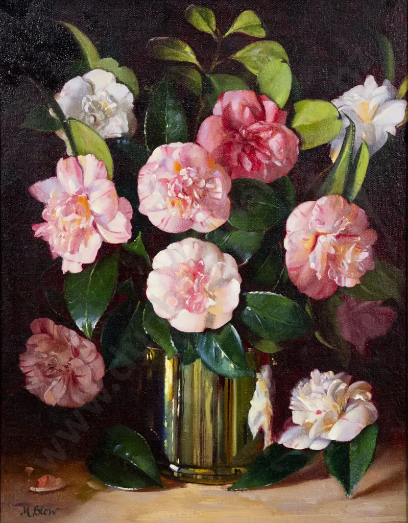 Michael Blow (b 1943) - Pink & White Camellias Image 1++