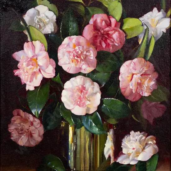 Michael Blow (b 1943) - Pink & White Camellias