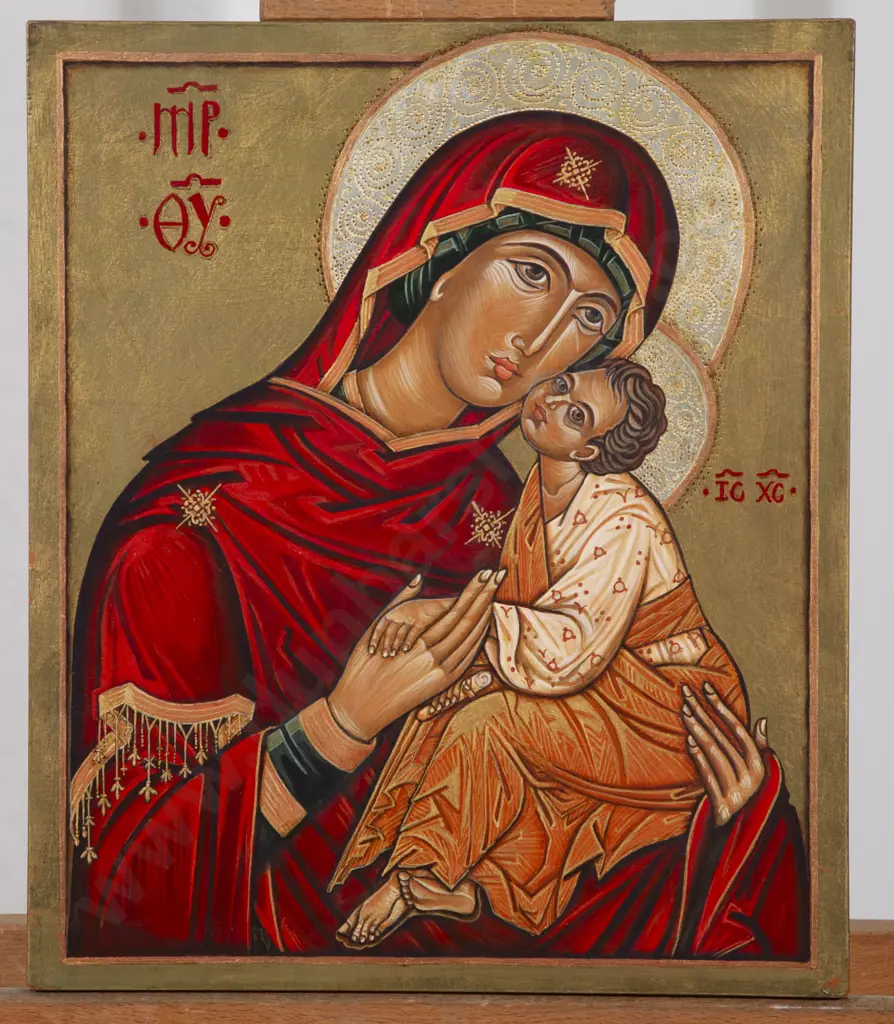 Roseanna Wohnsiedler (b 1950) - Icon of the Virgin Eleousa (Merciful Loving Kindness) Image 1++