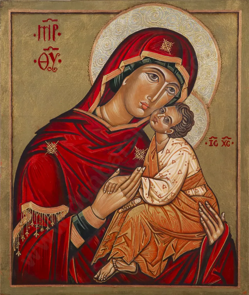 Roseanna Wohnsiedler (b 1950) - Icon of the Virgin Eleousa (Merciful Loving Kindness) Image 1++