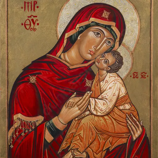 Roseanna Wohnsiedler (b 1950) - Icon of the Virgin Eleousa (Merciful Loving Kindness)