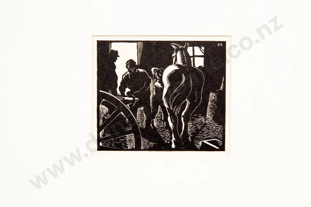 Edwin Holgate RCA (Canadian 1892 - 1977) - Barn Scene from 'Other Days Other Ways' Image 1++
