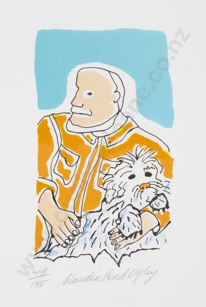 Claudia Pond Eyley (b 1946) - Man with dog Image 1++