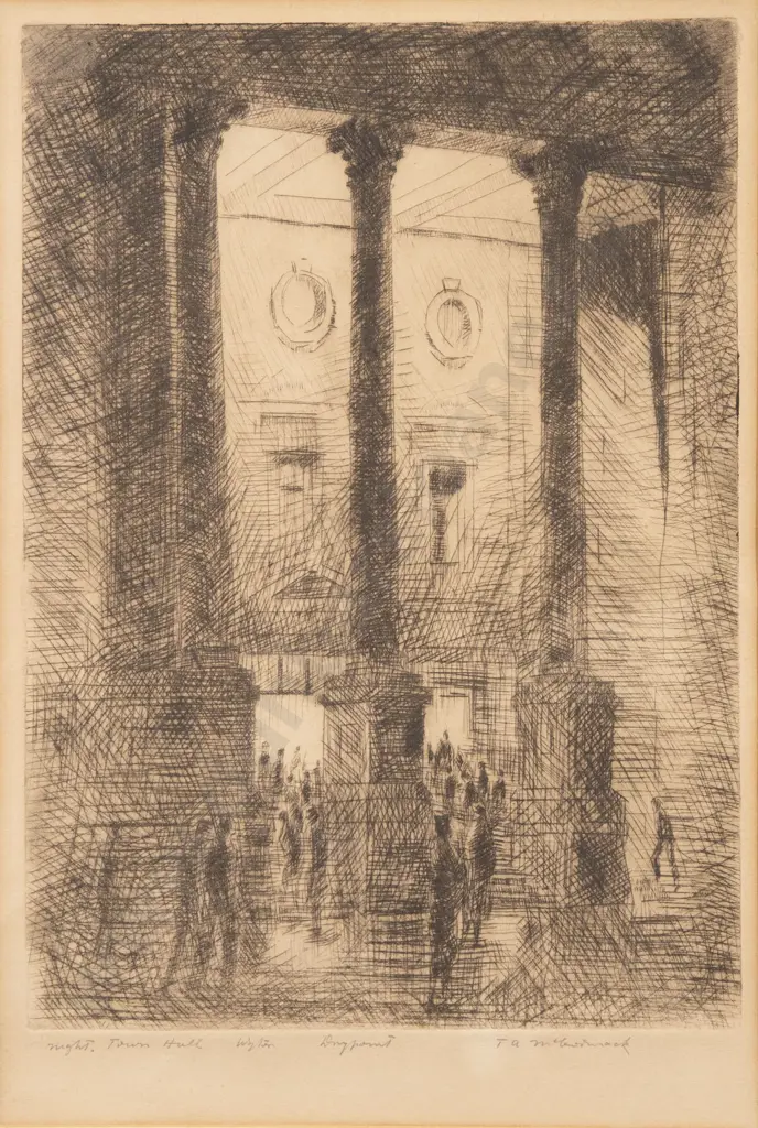 Thomas Arthur McCormack (1883 - 1973) - Night - Town Hall - Wellington Image 1++