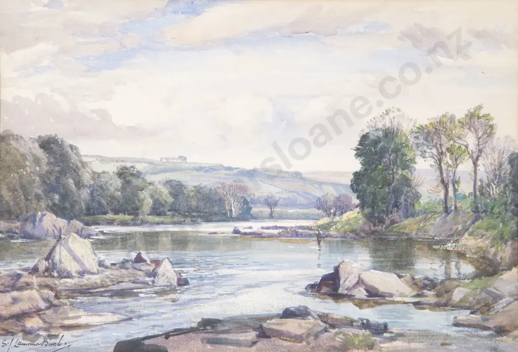 Samuel John Lamorna Birch (1869 - 1955) - Landscape with Fisherman Image 1++