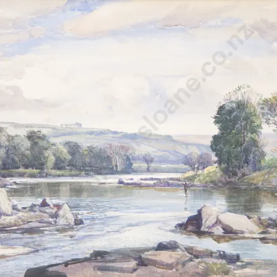 Samuel John Lamorna Birch (1869 - 1955) - Landscape with Fisherman