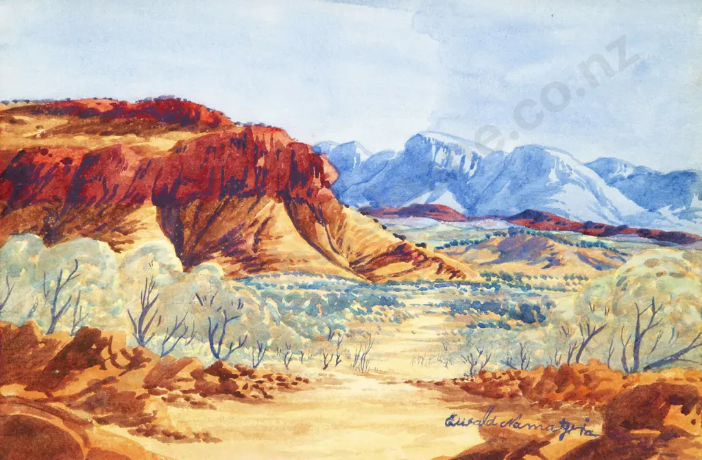 Ewald Namatjira (Australian 1930 - 1984) - Central Australian Landscape Image 1++