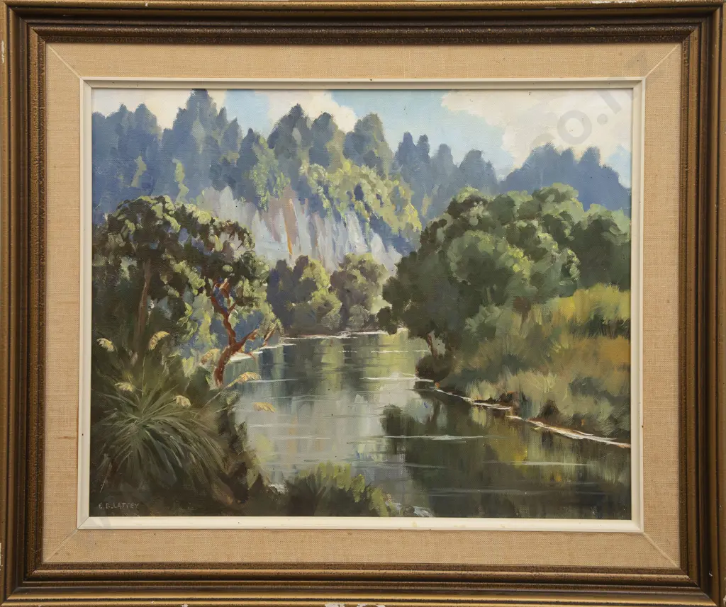 E B Lattey (1899 - 1986) - Mimi River Taranaki Image 1++