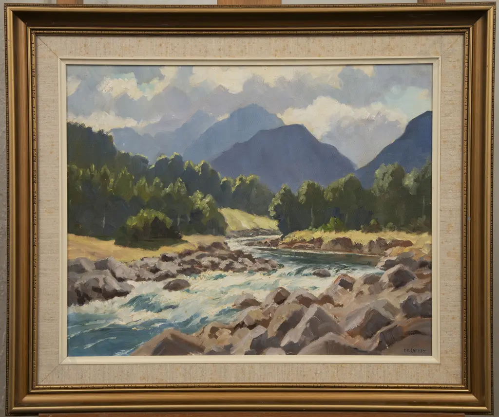 E B Lattey (1899 - 1986) - NZ Bush Landscape Image 1++