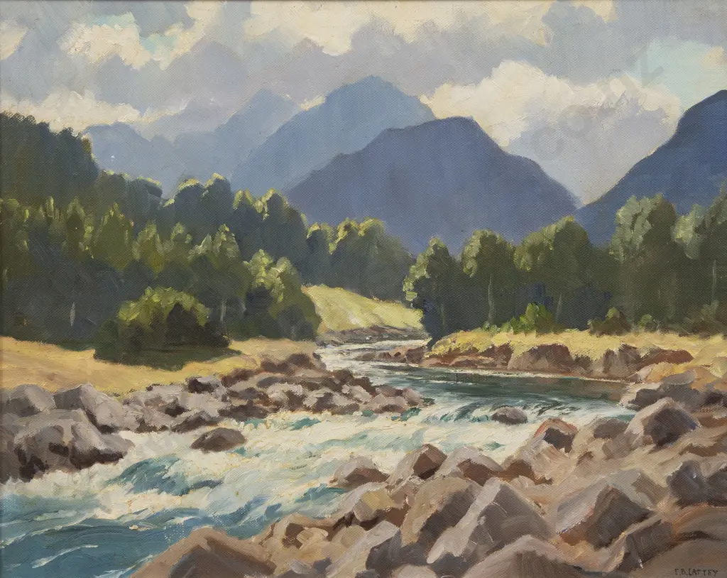 E B Lattey (1899 - 1986) - NZ Bush Landscape Image 1++