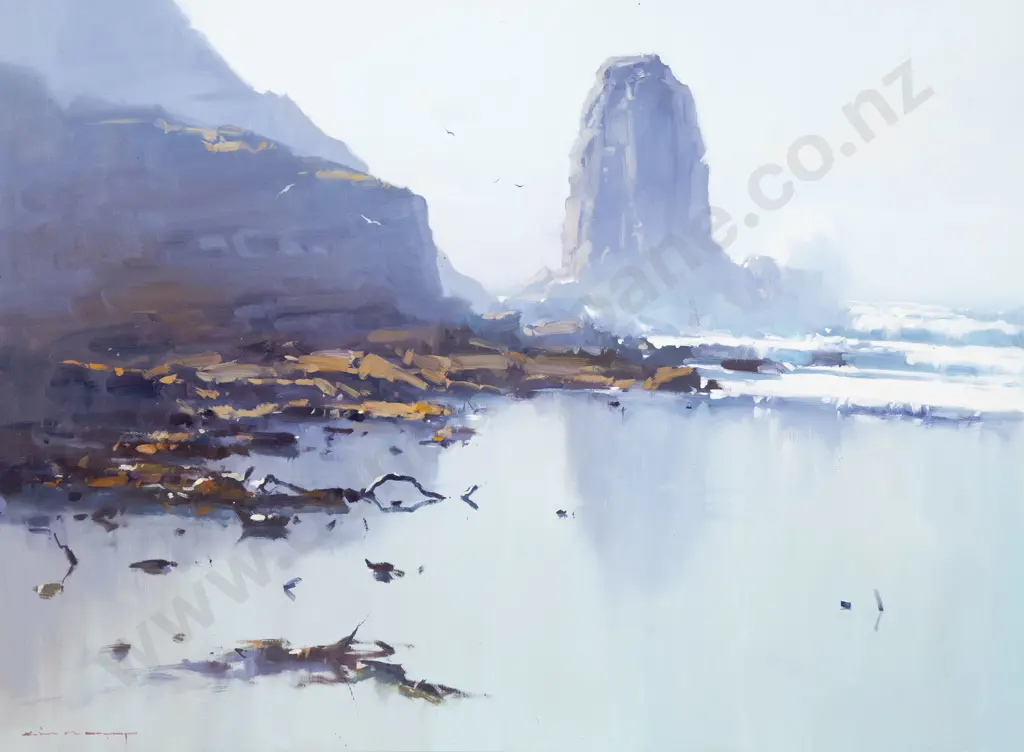 John Crump (b 1943) - Evening - Lone Sentry - Cannibal Bay - Catlin Coastline Image 1++