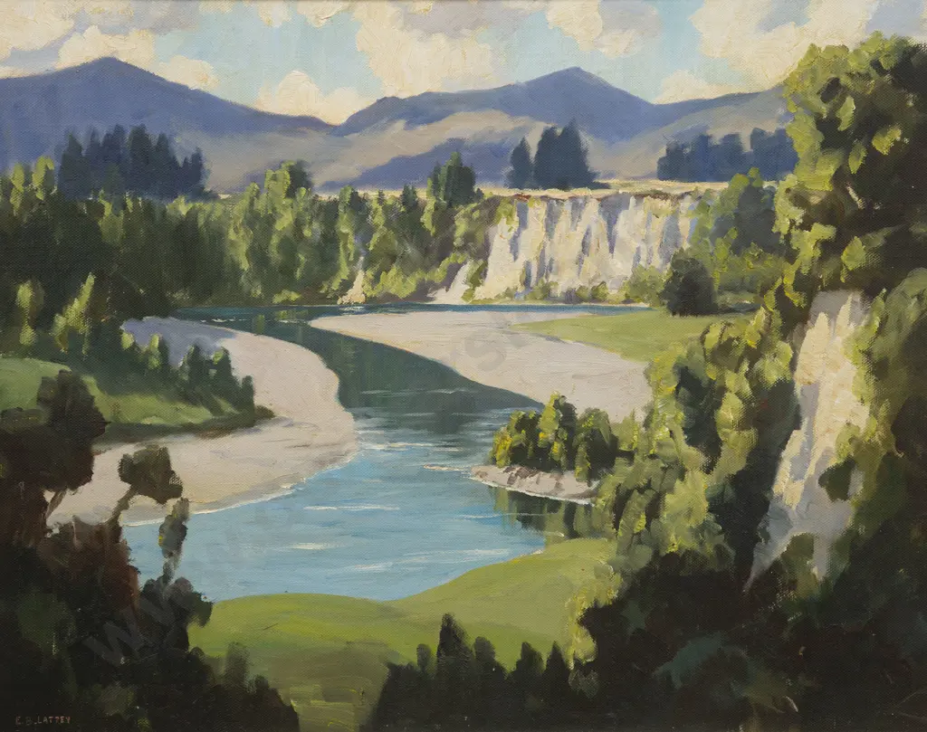 E B Lattey (1899 - 1986) - NZ Bush Landscape Image 1++