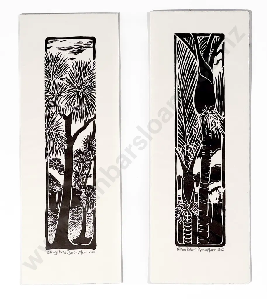 Dawn Mann - Cabbage Trees & Nikau Palms (Unframed Pair) Image 1++