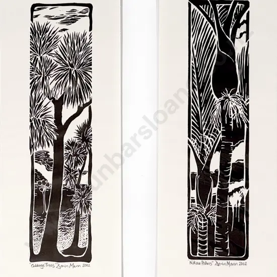 Dawn Mann - Cabbage Trees & Nikau Palms (Unframed Pair)