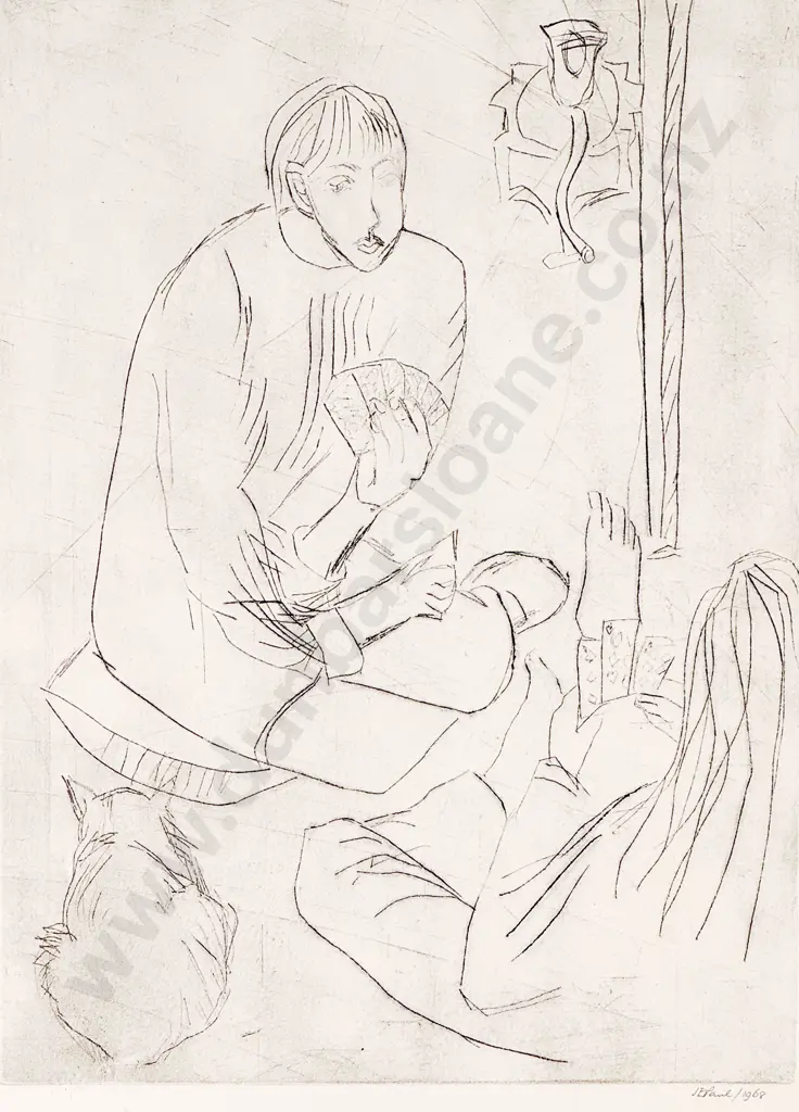 Janet Paul (1919 - 2004) - Two Women Playing Cards Image 1++