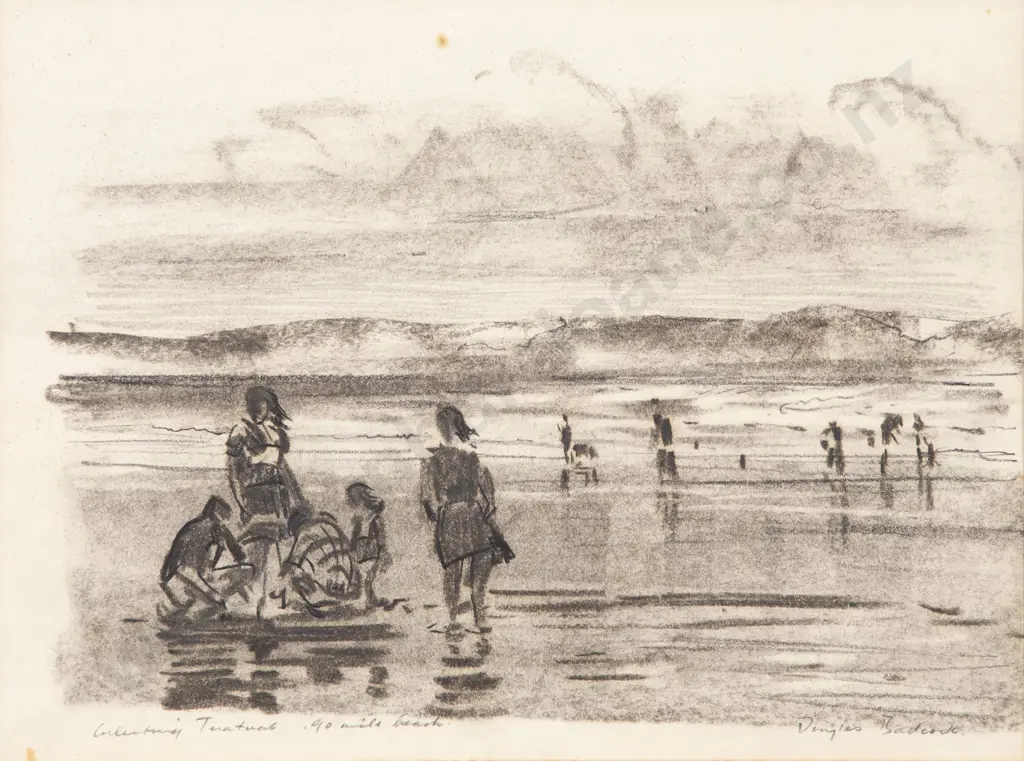 Douglas Badcock (1922 - 2009) - Collecting Tuataras - Ninety Mile Beach (Unframed) Image 1++
