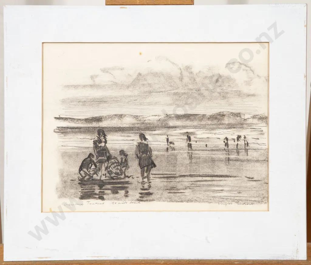 Douglas Badcock (1922 - 2009) - Collecting Tuataras - Ninety Mile Beach (Unframed) Image 1++