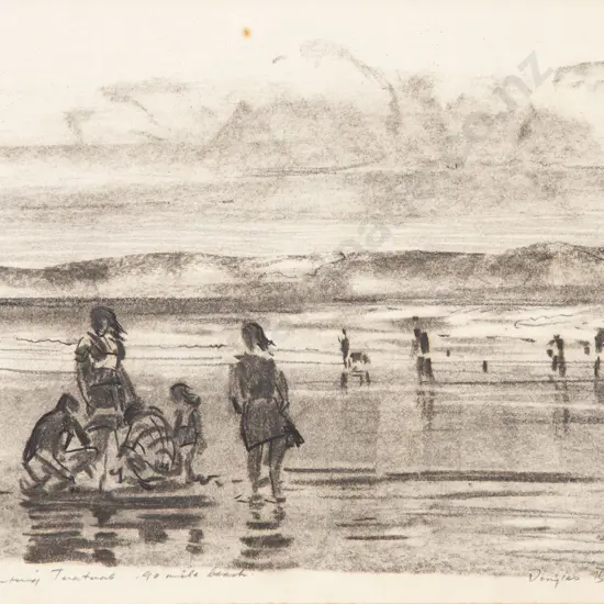 Douglas Badcock (1922 - 2009) - Collecting Tuataras - Ninety Mile Beach (Unframed)