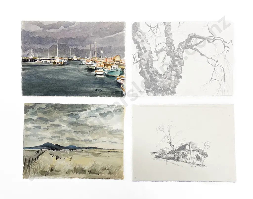 Les Finch (1940 - 2020) - Two Graphite Drawings and Three Watercolours (Unframed) Image 1++