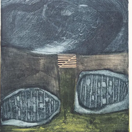 Penny Ormerod (1922 - 1988) - Road Between Two Ponds