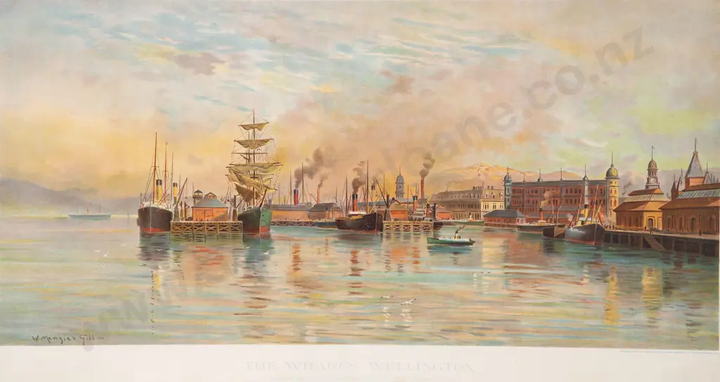 After William Menzies Gibb (1859 - 1931) - The Wharfs - Wellington Image 1++